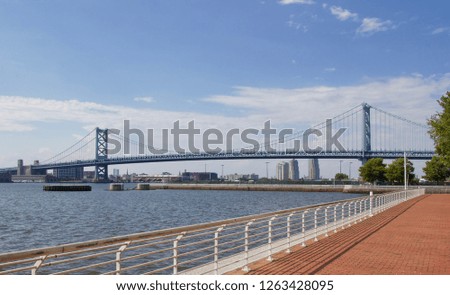 Philadelphia's Ben Franklin Bridge from Camden NJ Waterfront