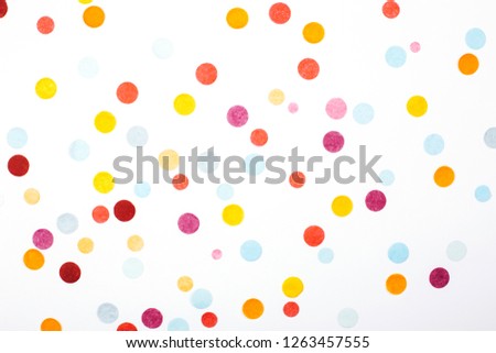 Multicolored circles are isolated on white background. Can be used as backdrop for your design.