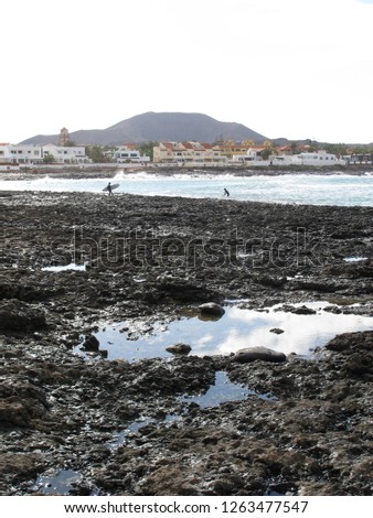 View of the northern tip of the island of Fuerteventura of the Canary archipelago, near Corralejo