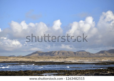 Panoramic view of the Atlantic Ocean seen from El Cotillo in Fuerteventura, Canary Islands, Spain