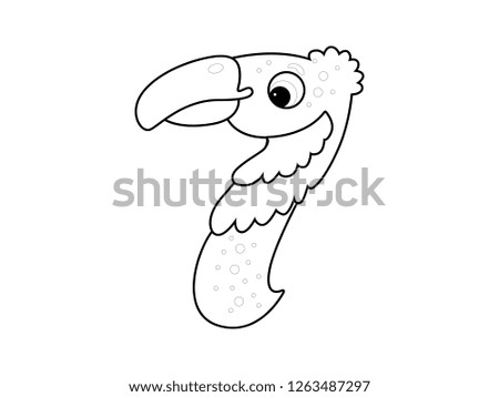 black and white line art, funny number vector