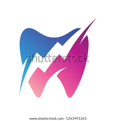Dental logo template design, dental thunder logo, icon - vector