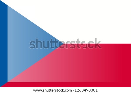 Flag of the Czech Republic. Official state symbol. Correct size, shape and color. Blue triangle and two bands - white and red. Symbol for political maps and articles.