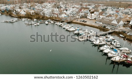Aerial drone photos of yachts and houses in Gerritsen Beach in Brooklyn New York 