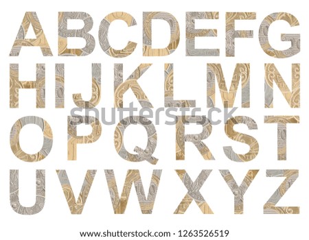 Alphabet letters of coins Kazakhstan isolated on white background