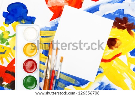 blank sheet with collage of painted illustration