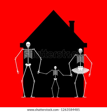 Family skeleton in house. Dead family. Vector illustration
 

 
