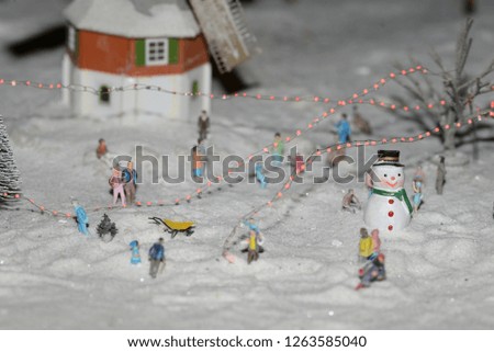 Snowman standing in winter Christmas