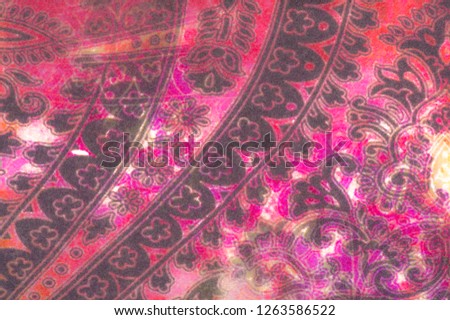 Blurry, there is no contrast, Texture, background, pattern, Fabric of abrasive forms, in Indian style. Oriental motives, it is convenient for the designer and other creative projects