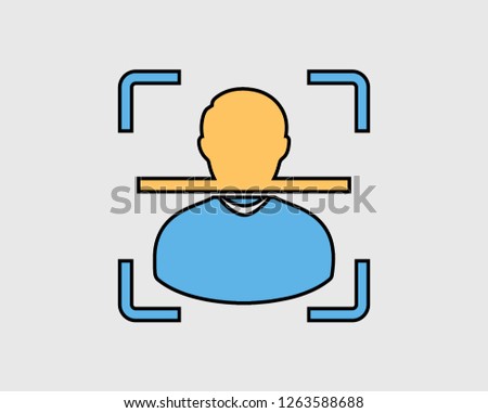 Colorful Biometrics face recognition icon on gray background 