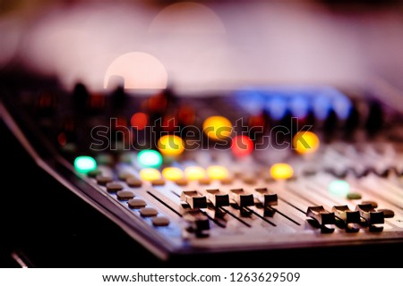 sound check for concert, mixer control,