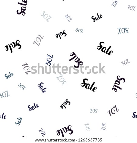 Dark BLUE vector seamless pattern with 30, 50, 70 percentage signs. Colorful set of  percentage signs in simple style. Design for business ads, commercials.