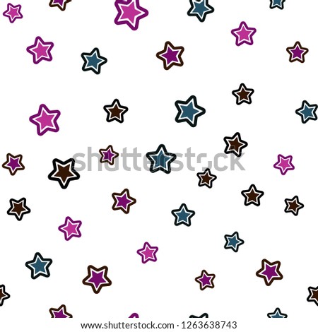 Dark Multicolor vector seamless cover with small and big stars. Glitter abstract illustration with colored stars. Template for business cards, websites.
