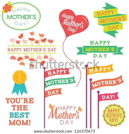 Set of Mother's Day Vector Design Elements