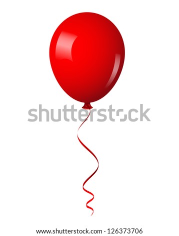 Vector illustration of red shiny balloon with ribbon