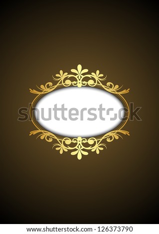 Vector brown vintage frame with gold ornament