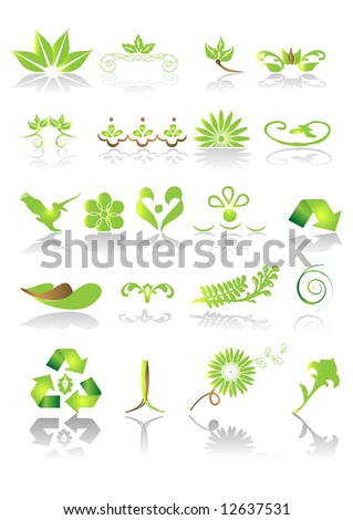 Green icons and graphics - vector