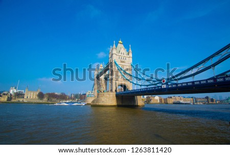 Tower Bridge, landmark and tourist attraction, London, England.