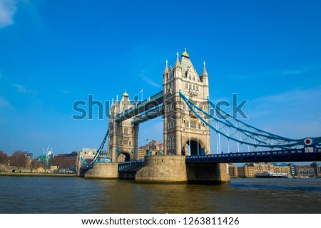 Tower Bridge, landmark and tourist attraction, London, England.
