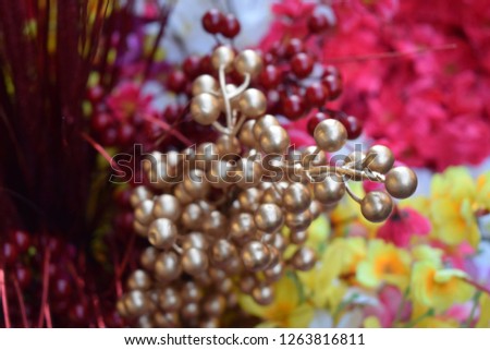 Golden Artificial Cherry for Decoration