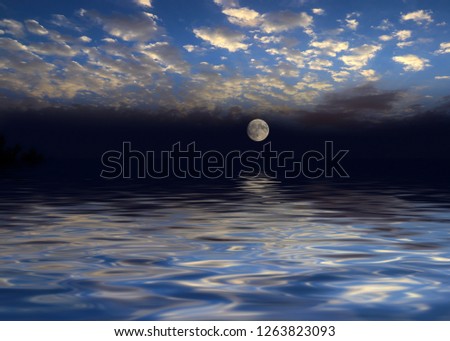 full moon and calm sea surface