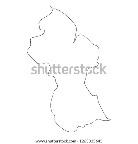 Guyana - solid black outline border map of country area. Simple flat vector illustration.