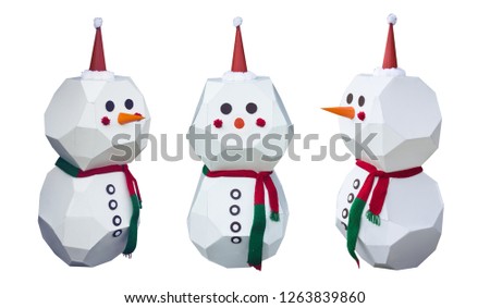 Snowman doll isolated on white background.