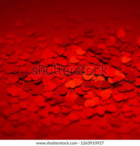 Red hearts confetti texture. Happy Valentines day background.