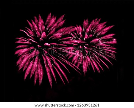 Pink fireworks with copy space
