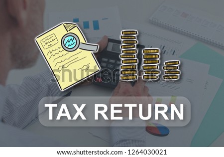 Tax return concept illustrated by a picture on background