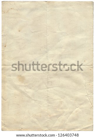 Isolated old vintage folded torn paper.