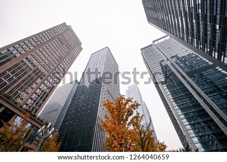 Financial center high-rise buildings, financial street scene in Chongqing, China,