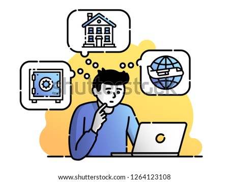 Difficult choice. Trouble to decide what to do. Money investment. Vector flat illustration. Concept for web or mobile app. UI/UX user interface.