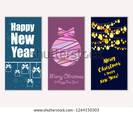 Vector illustration of winter holidays greeting cards