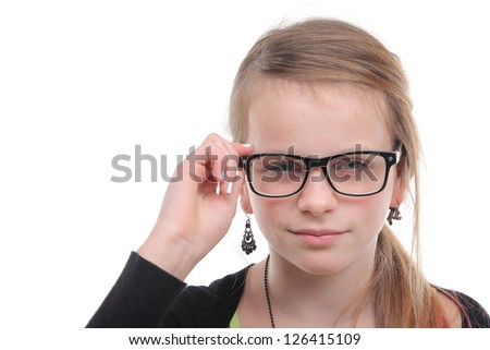 Beautiful girl with glasses on