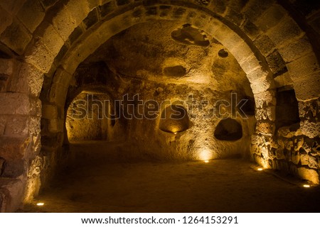Explore Uchisar ancient multi-level underground cave Castle in Cappadocia, Travel to Turkey.