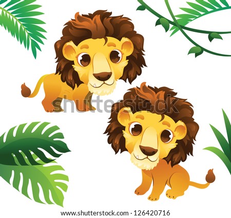 Animals Collections: Lions with Tropical Frame