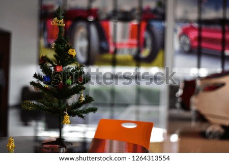 Closeup of Christmas-tree blurred background. Christmas decoration