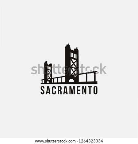 Flat Minimalist Sacramento Bridge bridge logo vector template on white background Royalty-Free Stock Photo #1264323334