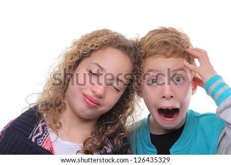 Cute boy with his sister