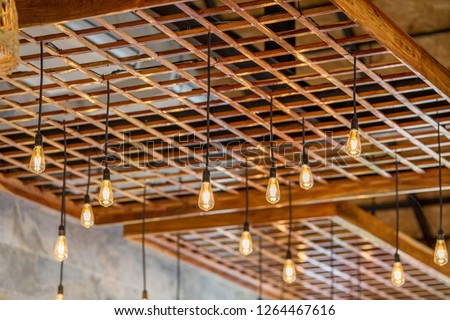 background of the beautifully decorated lamp,made from bamboo,is coordinated,decorated in the shop (food,cafe,bakery)tobe of interest to customers, with a corner for taking pictures,impressing Witness