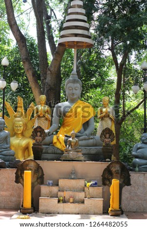 Buddha Golden In Garden countryside Thailand