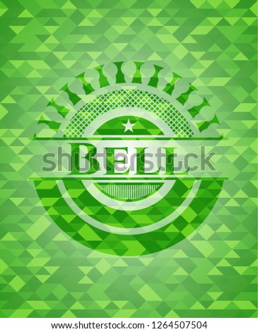 Bell  green emblem with mosaic ecological style background
