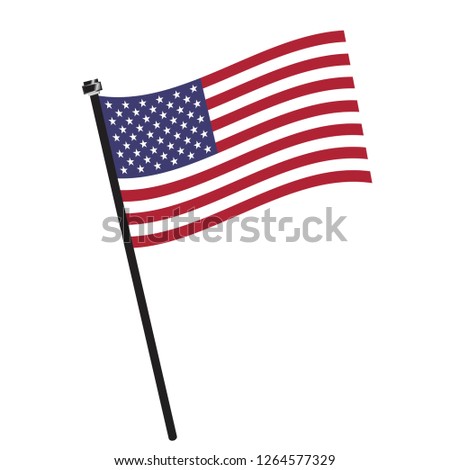 Isolated flag of United States on a pole, Vector illustration - eps10