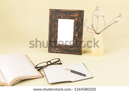 Diary photo frame on a soft background
