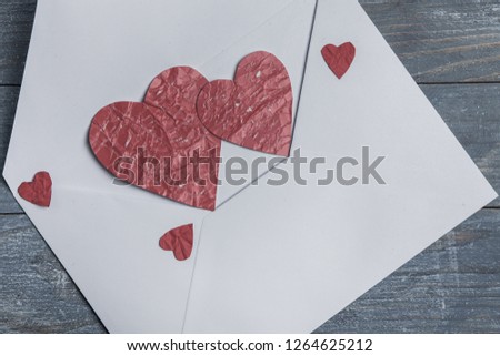 Love hearts on wooden texture background. Valentines day card concept. Heart for Valentines Day Background