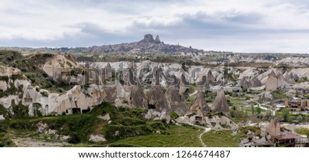 natural volcanic formations in Cappadocia in Turkey.