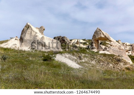 natural volcanic formations in Cappadocia in Turkey.