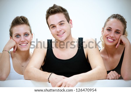 Three Smiling Persons after Fitness Exercises,Italy