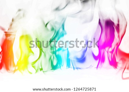 Multi Color Fire Flame Abstract on white background. A mystic colorful smoke. Blurry bright abstraction with colored lines. Magic fire - texture Image